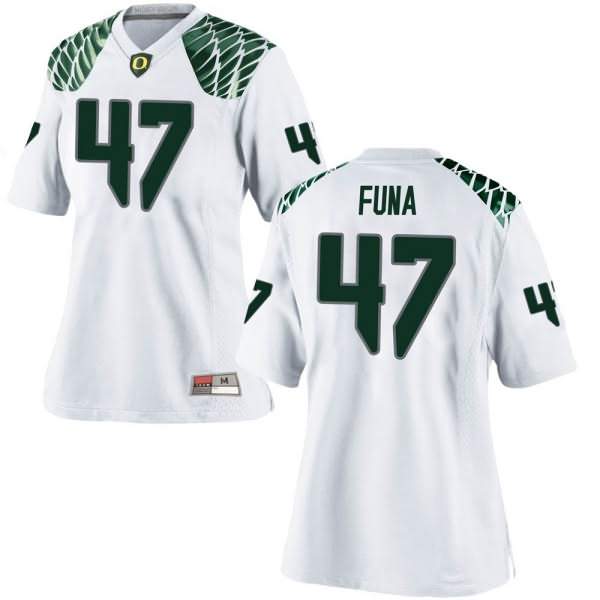 Oregon Ducks Women's #47 Mase Funa Football College Game White Jersey RJW47O1T