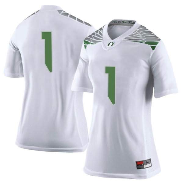 Oregon Ducks Women's #1 Noah Sewell Football College Limited White Jersey QKH35O5C