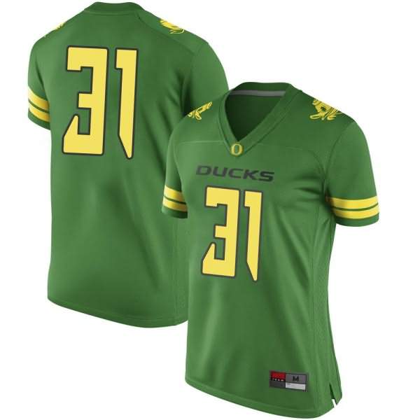 Oregon Ducks Women's #31 Race Mahlum Football College Replica Green Jersey AAO42O4O