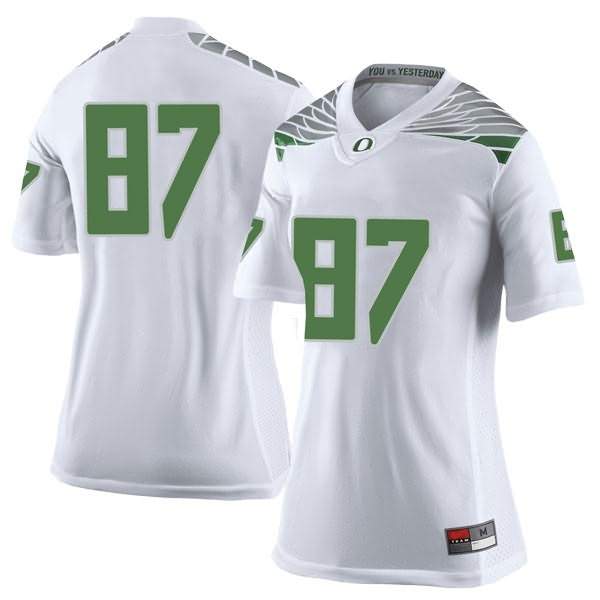 Oregon Ducks Women's #87 Ryan Bay Football College Limited White Jersey KHI11O7Q