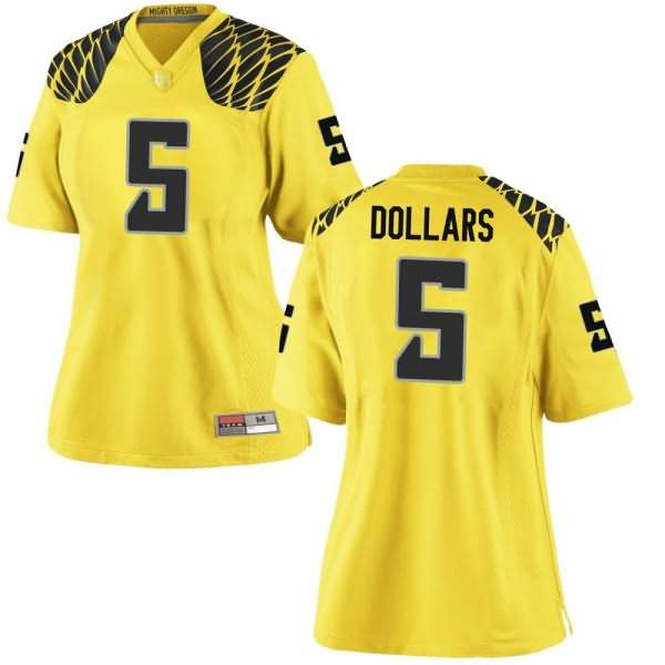 Oregon Ducks Women's #5 Sean Dollars Football College Game Gold Jersey LYX82O4O