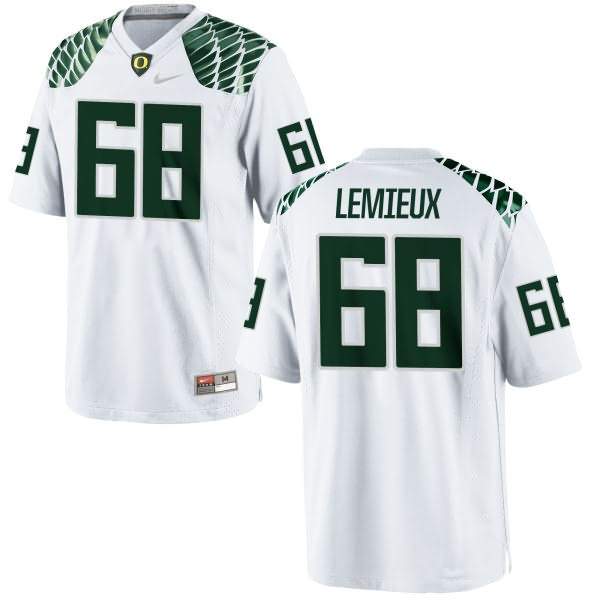 Oregon Ducks Women's #68 Shane Lemieux Football College Game White Jersey IRH83O4T