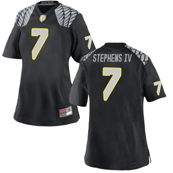 Oregon Ducks Women's #7 Steve Stephens IV Football College Game Black Jersey KPU25O4U