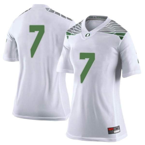 Oregon Ducks Women's #7 Steve Stephens IV Football College Limited White Jersey BQP58O3Q