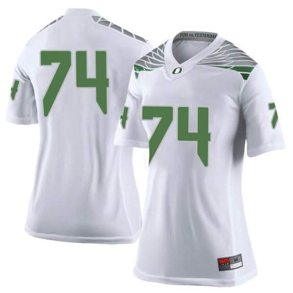 Oregon Ducks Women's #74 Steven Jones Football College Limited White Jersey JIZ63O5M