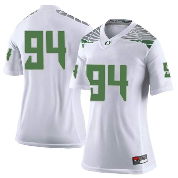 Oregon Ducks Women's #94 Sua'ava Poti Football College Limited White Jersey OZJ67O0R