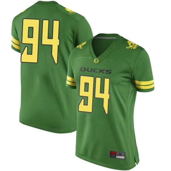 Oregon Ducks Women's #94 Sua'ava Poti Football College Replica Green Jersey OLF61O4F