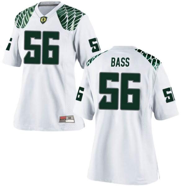 Oregon Ducks Women's #56 T.J. Bass Football College Game White Jersey HHU22O7F