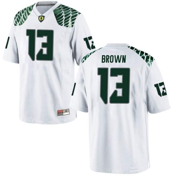 Oregon Ducks Youth #13 Anthony Brown Football College Replica White Jersey IPB76O7A