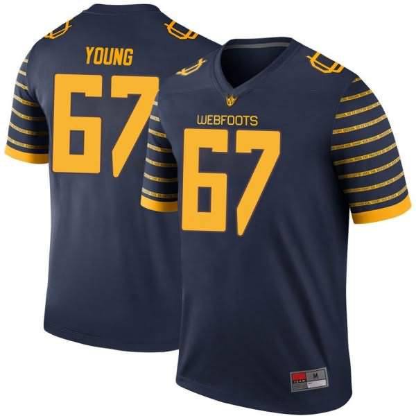 Oregon Ducks Youth #67 Cole Young Football College Legend Navy Jersey XMG71O7R