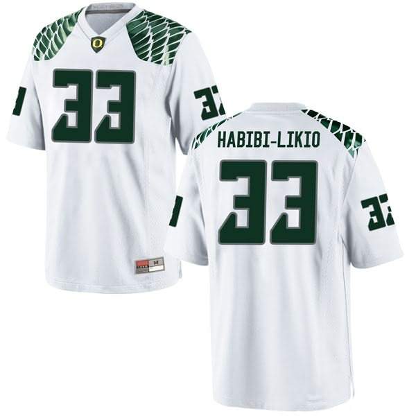 Oregon Ducks Youth #33 Cyrus Habibi-Likio Football College Replica White Jersey YTA40O6Q