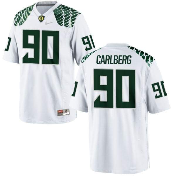 Oregon Ducks Youth #90 Drayton Carlberg Football College Game White Jersey NRM07O0W