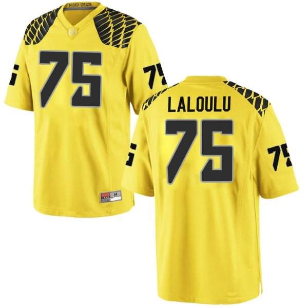 Oregon Ducks Youth #75 Faaope Laloulu Football College Replica Gold Jersey ZYO62O2Z