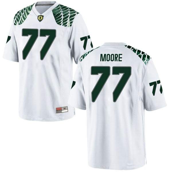 Oregon Ducks Youth #77 George Moore Football College Replica White Jersey HXY01O5H