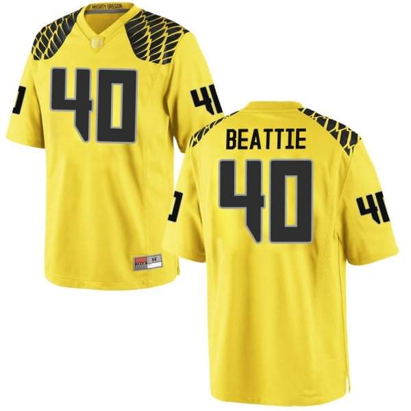 Oregon Ducks Youth #40 Harrison Beattie Football College Game Gold Jersey PSV63O3Y