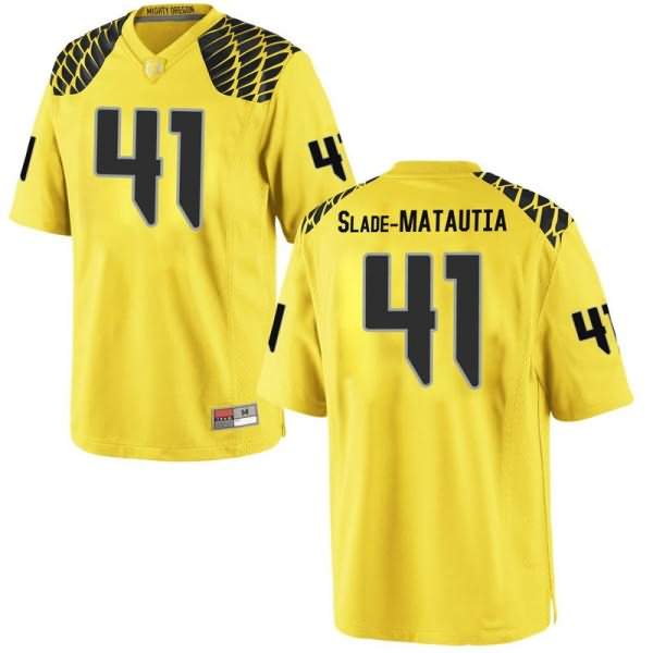 Oregon Ducks Youth #41 Isaac Slade-Matautia Football College Game Gold Jersey IJX04O4Y