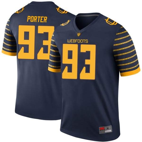 Oregon Ducks Youth #93 Isaia Porter Football College Legend Navy Jersey WQT71O7F