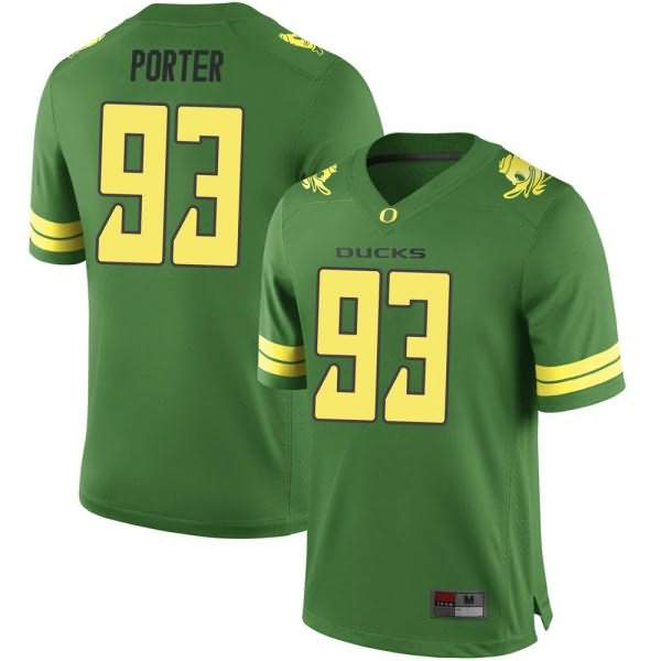 Oregon Ducks Youth #93 Isaia Porter Football College Replica Green Jersey YMJ11O0W