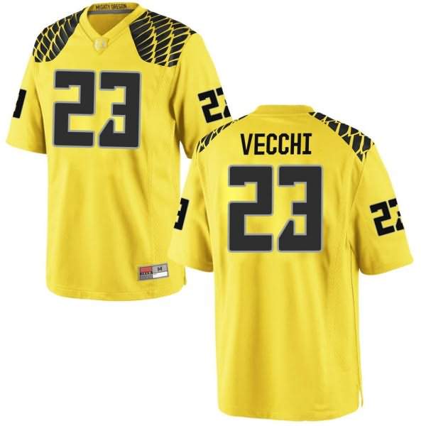 Oregon Ducks Youth #23 Jack Vecchi Football College Game Gold Jersey ANK87O7A