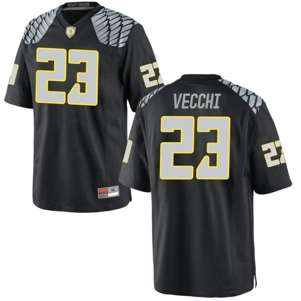 Oregon Ducks Youth #23 Jack Vecchi Football College Replica Black Jersey AZE53O3L