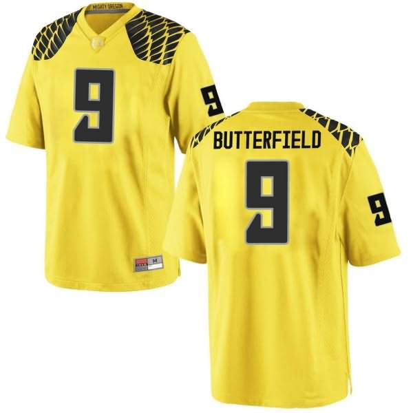 Oregon Ducks Youth #9 Jay Butterfield Football College Replica Gold Jersey YNW62O2S
