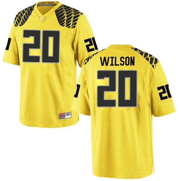 Oregon Ducks Youth #20 Jayvaun Wilson Football College Game Gold Jersey YXX27O3M