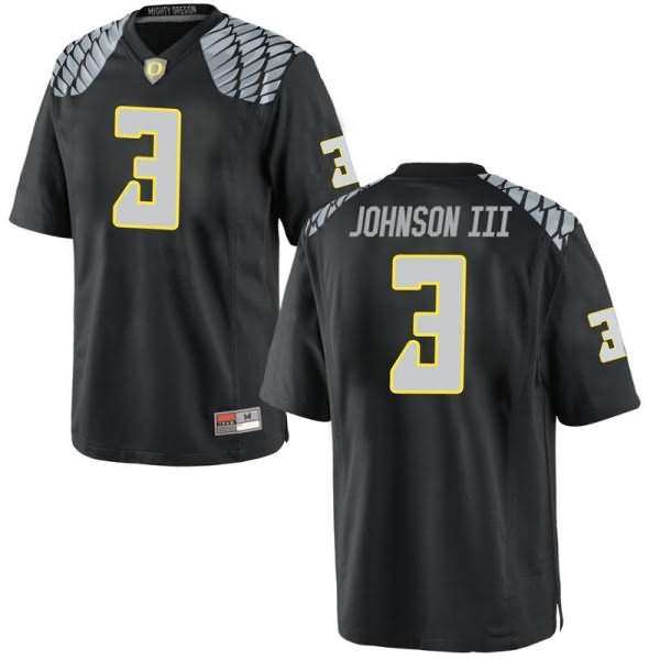 Oregon Ducks Youth #3 Johnny Johnson III Football College Replica Black Jersey ZOO67O2H