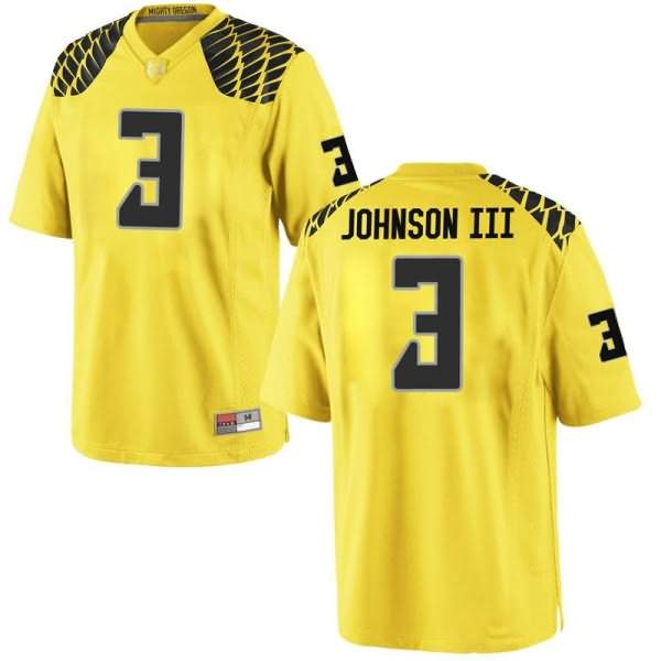 Oregon Ducks Youth #3 Johnny Johnson III Football College Replica Gold Jersey XER18O0C