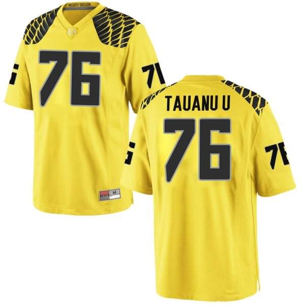 Oregon Ducks Youth #76 Jonah Tauanu'u Football College Game Gold Jersey CUR83O7D