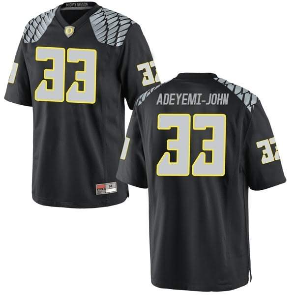 Oregon Ducks Youth #33 Jordan Adeyemi-John Football College Game Black Jersey WEB66O6Q