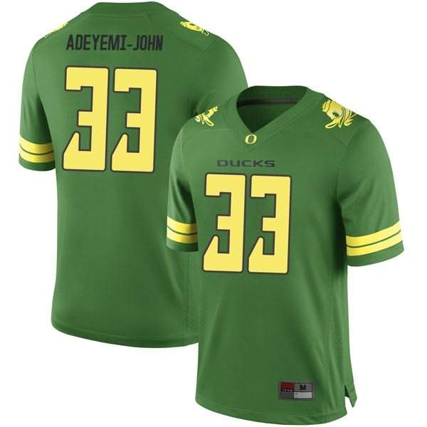Oregon Ducks Youth #33 Jordan Adeyemi-John Football College Replica Green Jersey DEL53O5B