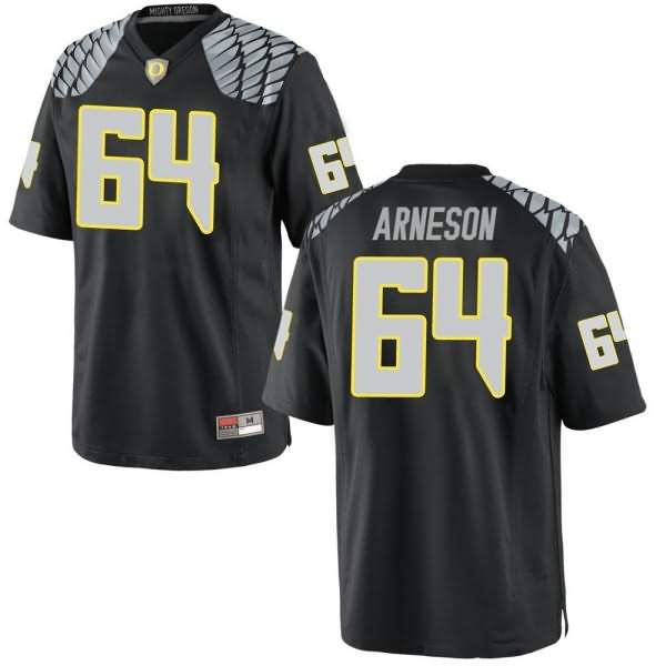 Oregon Ducks Youth #64 Kai Arneson Football College Replica Black Jersey LWI34O2V