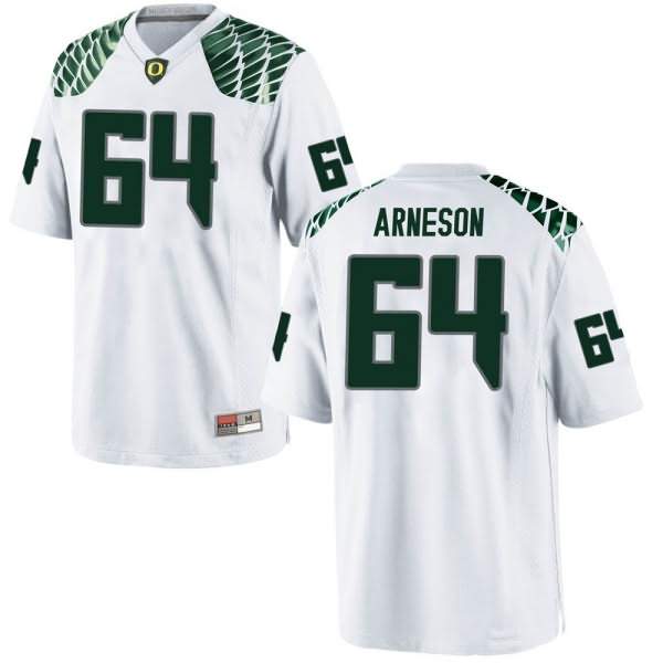 Oregon Ducks Youth #64 Kai Arneson Football College Replica White Jersey YYW43O3Q