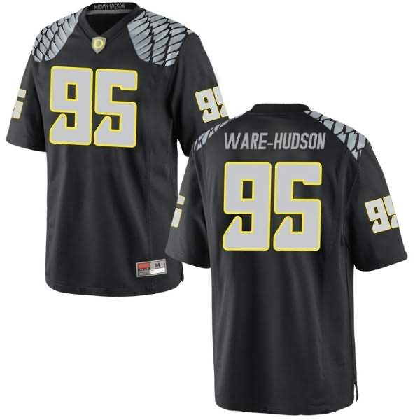 Oregon Ducks Youth #95 Keyon Ware-Hudson Football College Game Black Jersey TZP83O8A