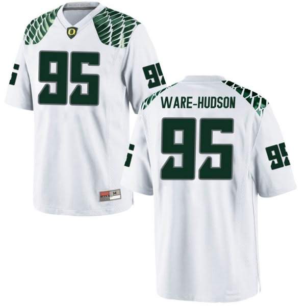 Oregon Ducks Youth #95 Keyon Ware-Hudson Football College Game White Jersey MXB22O1Z