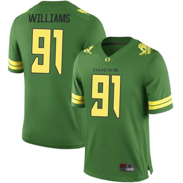 Oregon Ducks Youth #91 Kristian Williams Football College Replica Green Jersey BRY68O5I