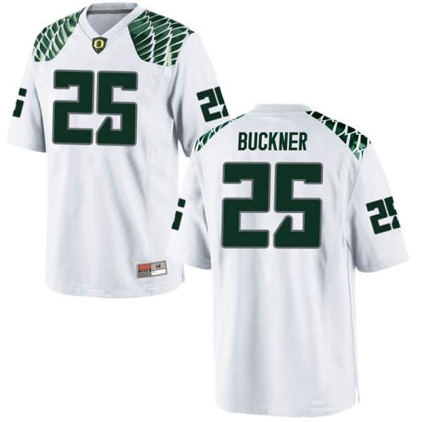 Oregon Ducks Youth #25 Kyle Buckner Football College Game White Jersey GQR77O8N