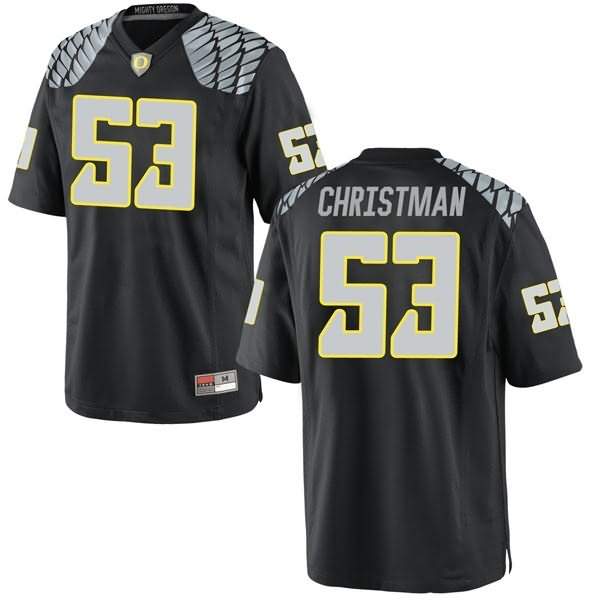 Oregon Ducks Youth #53 Matt Christman Football College Replica Black Jersey CCD84O2P