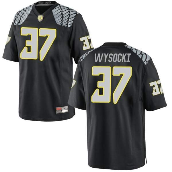 Oregon Ducks Youth #37 Max Wysocki Football College Game Black Jersey MXD87O1X