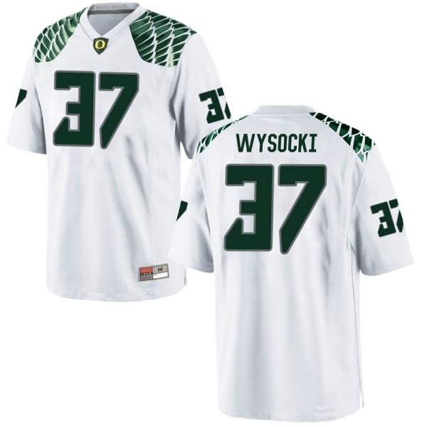 Oregon Ducks Youth #37 Max Wysocki Football College Replica White Jersey TIA45O0B