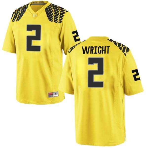 Oregon Ducks Youth #2 Mykael Wright Football College Replica Gold Jersey GZR18O4A