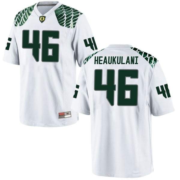 Oregon Ducks Youth #46 Nate Heaukulani Football College Replica White Jersey DST03O4Y