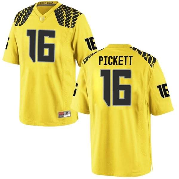 Oregon Ducks Youth #16 Nick Pickett Football College Replica Gold Jersey WRF82O2L