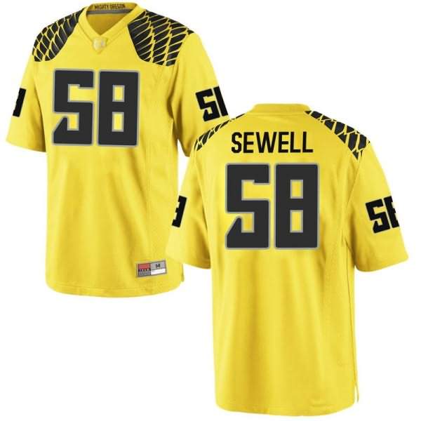 Oregon Ducks Youth #58 Penei Sewell Football College Game Gold Jersey QOM37O4T