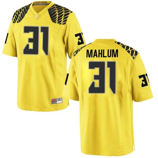 Oregon Ducks Youth #31 Race Mahlum Football College Game Gold Jersey CQV13O6C