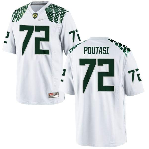 Oregon Ducks Youth #72 Sam Poutasi Football College Authentic White Jersey JZE44O2C