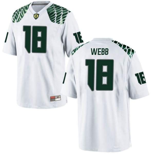 Oregon Ducks Youth #18 Spencer Webb Football College Game White Jersey IYK65O2R