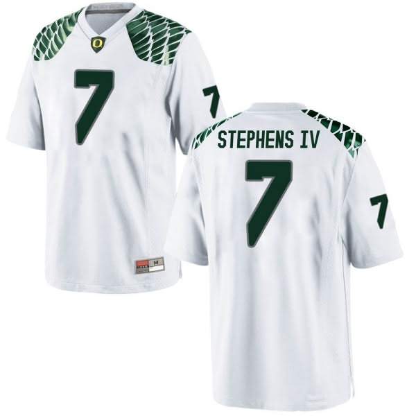 Oregon Ducks Youth #7 Steve Stephens IV Football College Replica White Jersey VRB51O8I